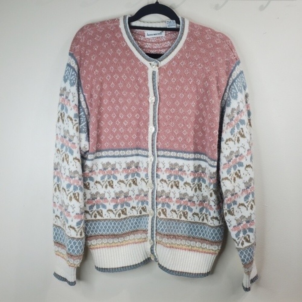 Jason Maxwell vintage wool floral cardigan size xl